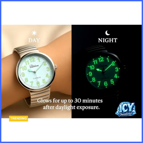 Large Face Stretch Band Analog Watch with Alloy Case and Metal Band